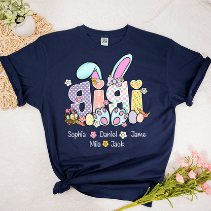 Gigi Bunny Flower Custom Grandma and Grandkids Easter Day T-Shirt