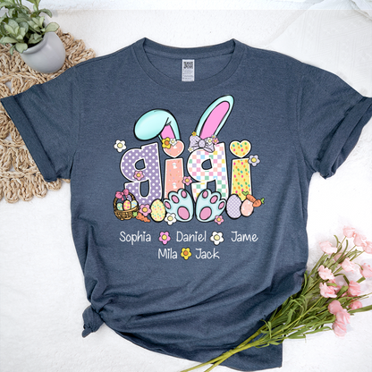 Gigi Bunny Flower Custom Grandma and Grandkids Easter Day T-Shirt