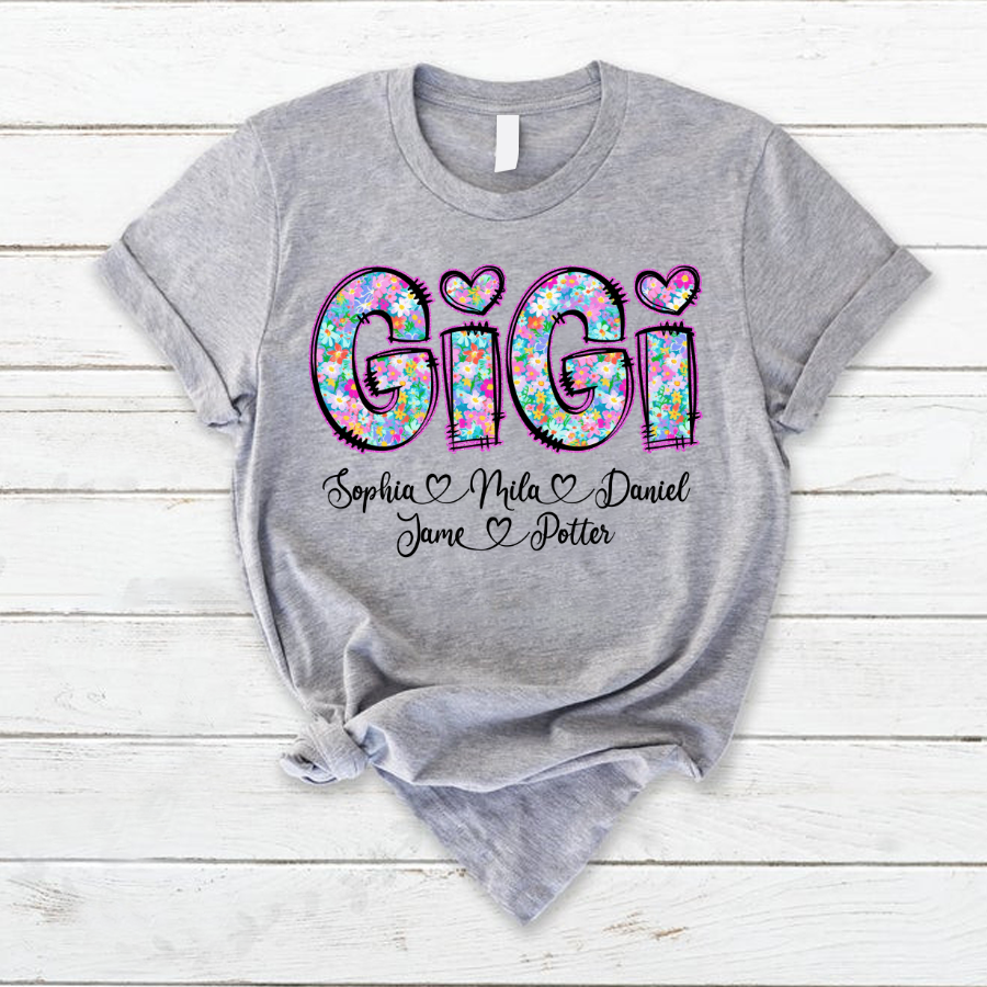 Gigi Coquette Floral Gigi And Grandkids Mothers Day Shirt