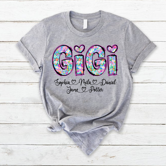 Gigi Coquette Floral Gigi And Grandkids Mothers Day Shirt
