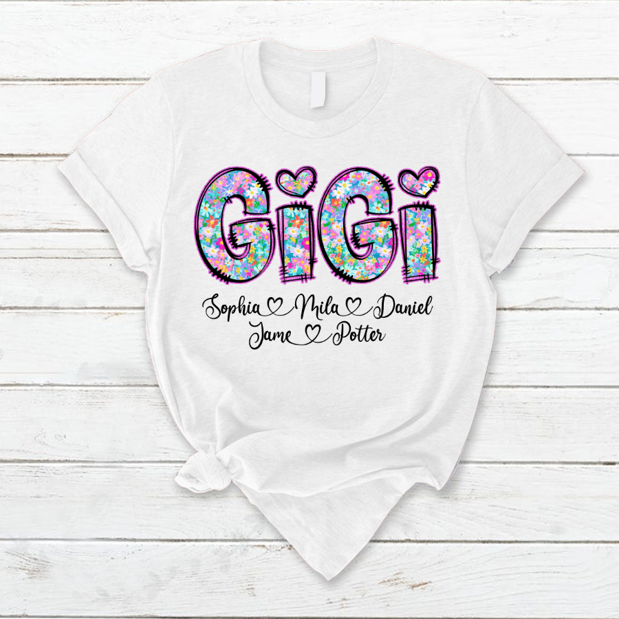 Gigi Coquette Floral Gigi And Grandkids Mothers Day Shirt