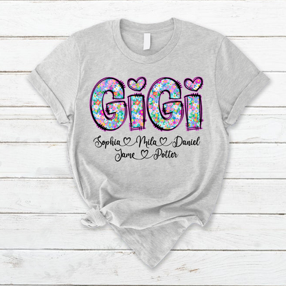 Gigi Coquette Floral Gigi And Grandkids Mothers Day Shirt