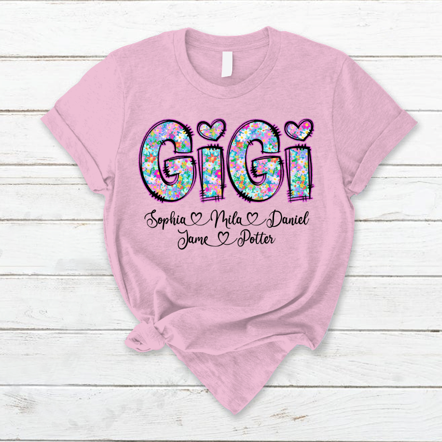 Gigi Coquette Floral Gigi And Grandkids Mothers Day Shirt