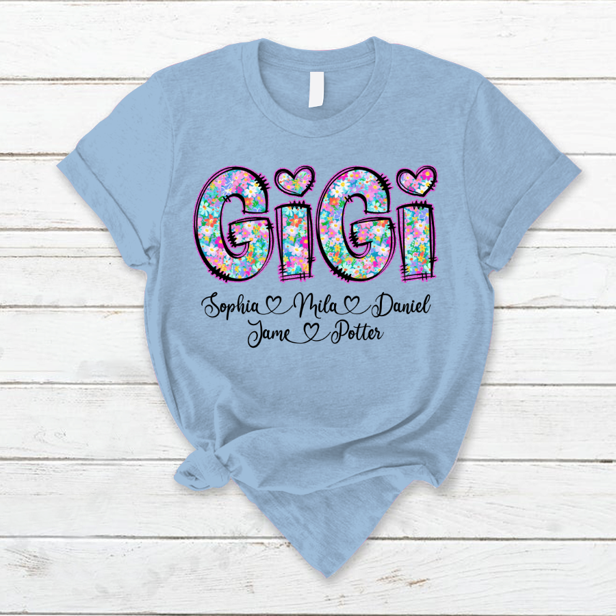 Gigi Coquette Floral Gigi And Grandkids Mothers Day Shirt