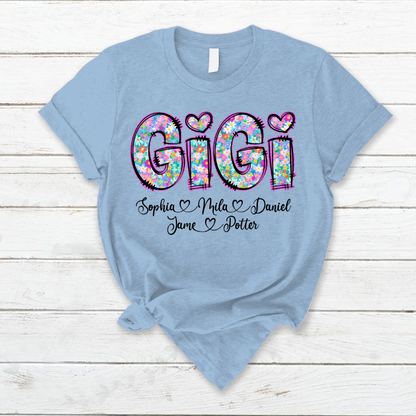 Gigi Coquette Floral Gigi And Grandkids Mothers Day Shirt