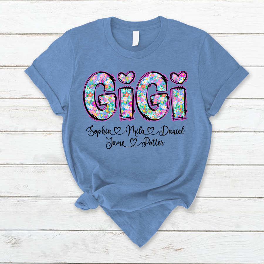 Gigi Coquette Floral Gigi And Grandkids Mothers Day Shirt