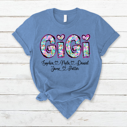 Gigi Coquette Floral Gigi And Grandkids Mothers Day Shirt
