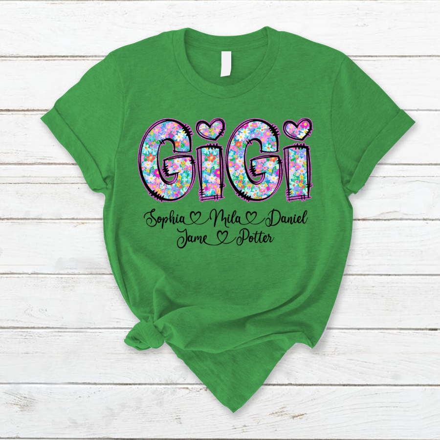 Gigi Coquette Floral Gigi And Grandkids Mothers Day Shirt