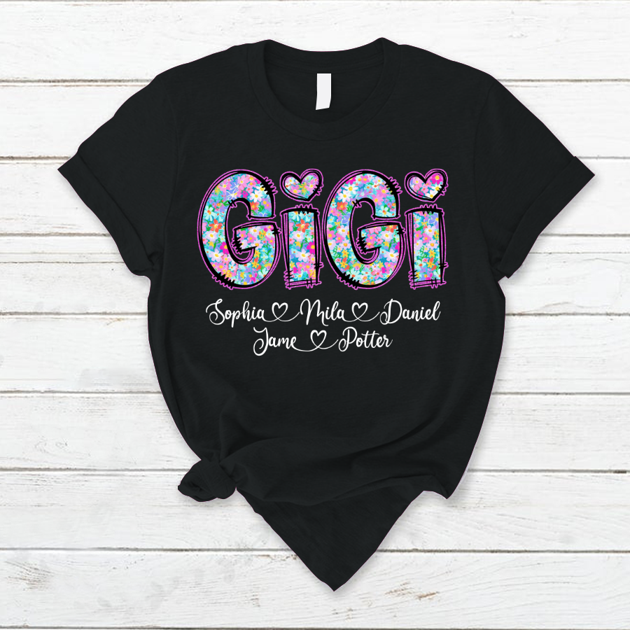 Gigi Coquette Floral Gigi And Grandkids Mothers Day Shirt