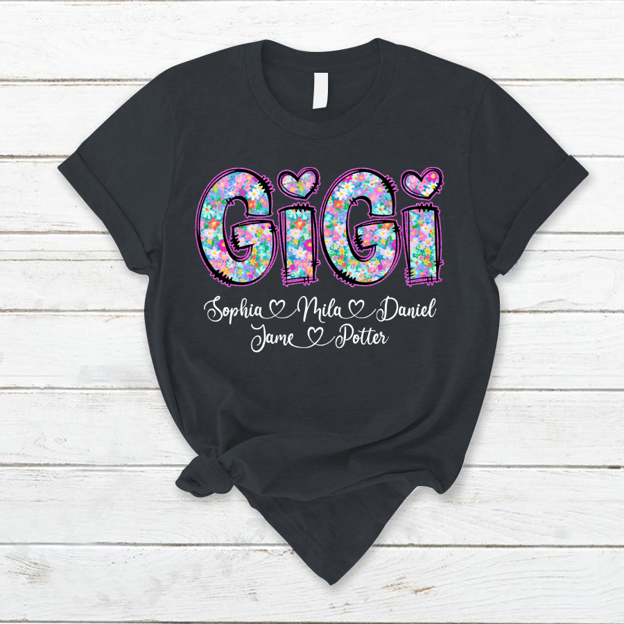 Gigi Coquette Floral Gigi And Grandkids Mothers Day Shirt
