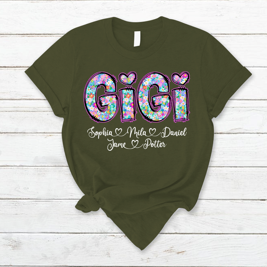 Gigi Coquette Floral Gigi And Grandkids Mothers Day Shirt