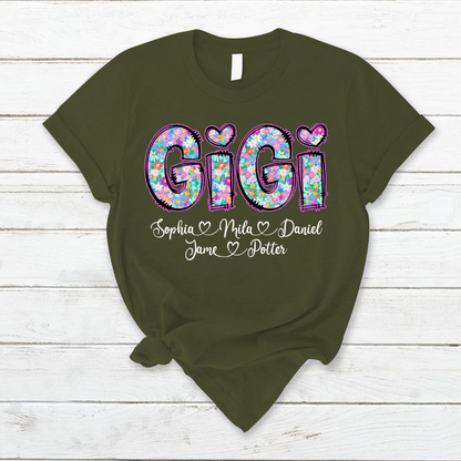 Gigi Coquette Floral Gigi And Grandkids Mothers Day Shirt