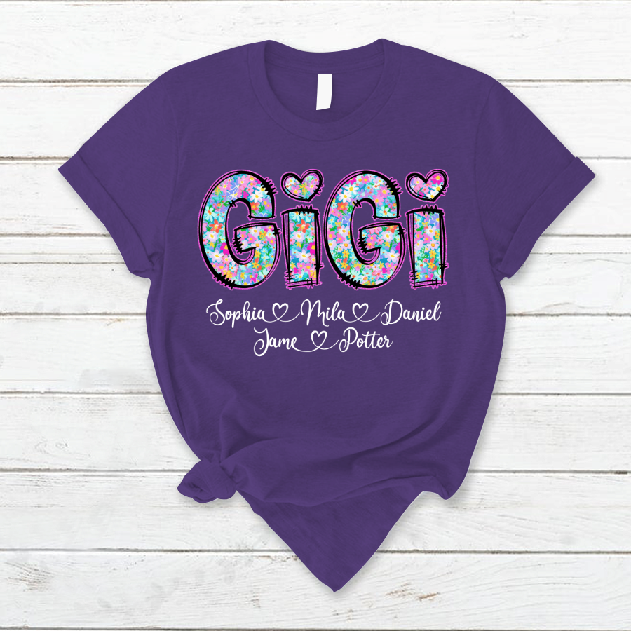 Gigi Coquette Floral Gigi And Grandkids Mothers Day Shirt