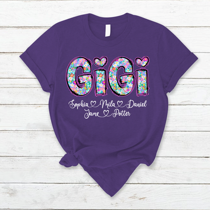 Gigi Coquette Floral Gigi And Grandkids Mothers Day Shirt