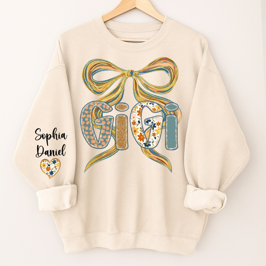 Gigi Fall Brushstroke Colors Trendy Custom Gigi and Grandkids