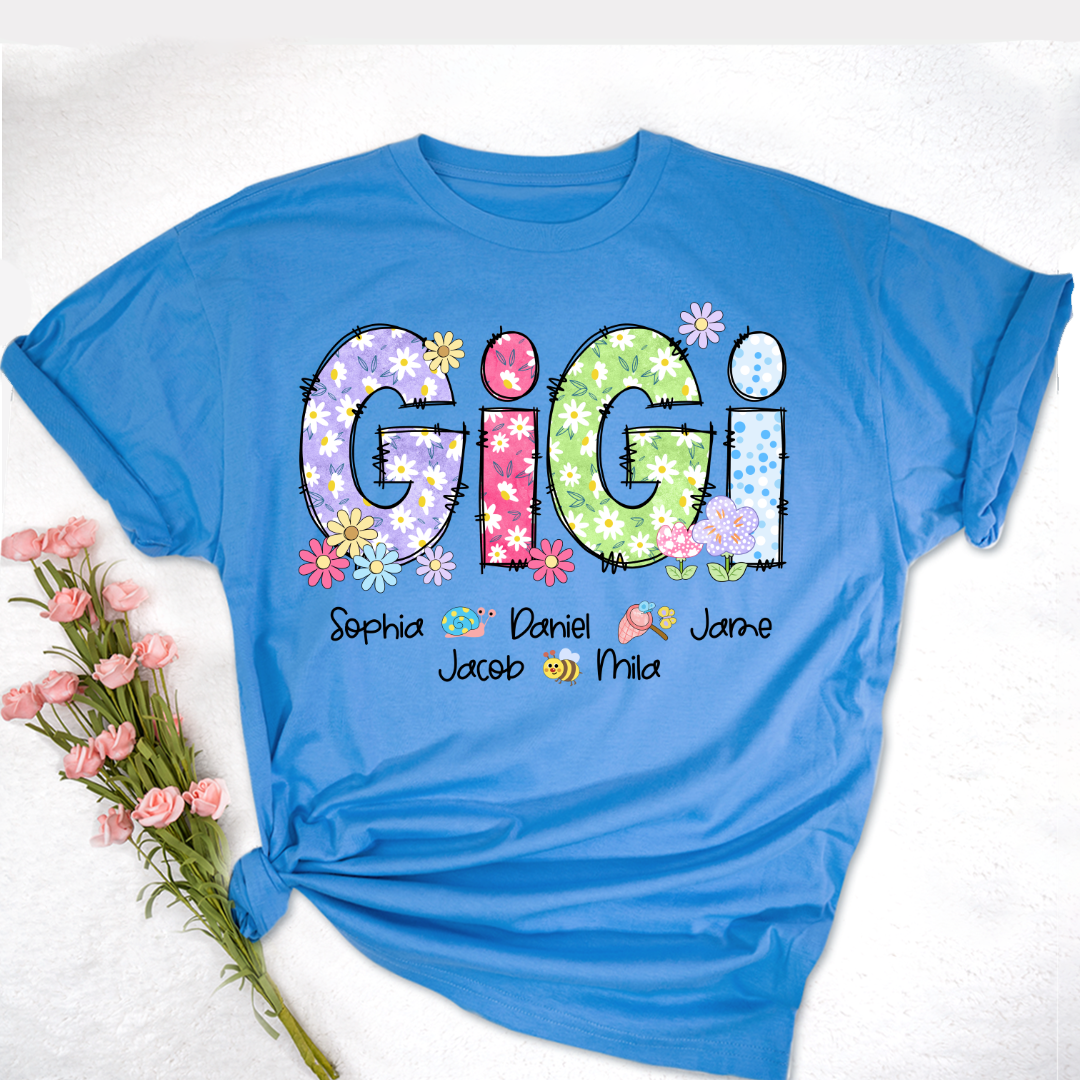 Gigi Flower Custom Gigi And Grandkids T-Shirt