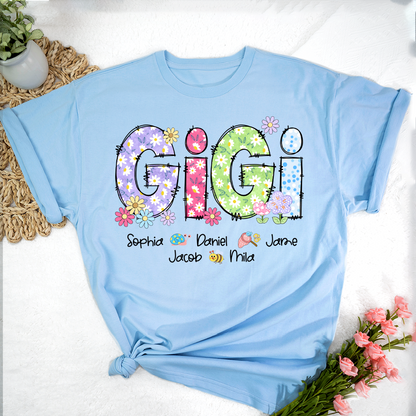 Gigi Flower Custom Gigi And Grandkids T-Shirt