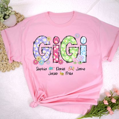 Gigi Flower Custom Gigi And Grandkids T-Shirt