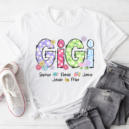 Gigi Flower Custom Gigi And Grandkids T-Shirt