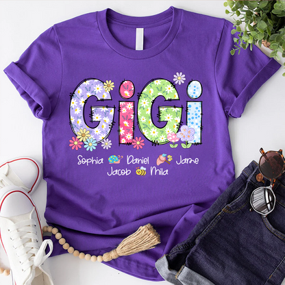 Gigi Flower Custom Gigi And Grandkids T-Shirt