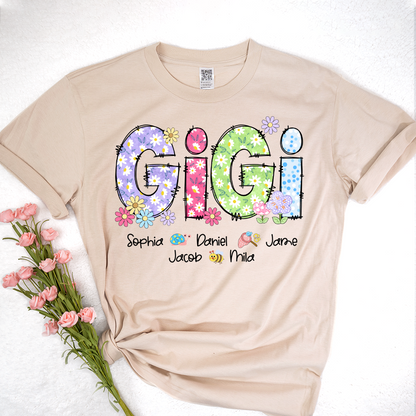 Gigi Flower Custom Gigi And Grandkids T-Shirt