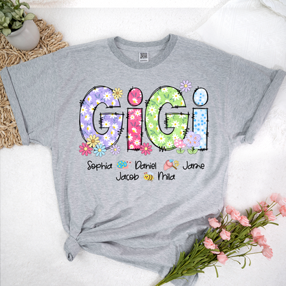 Gigi Flower Custom Gigi And Grandkids T-Shirt