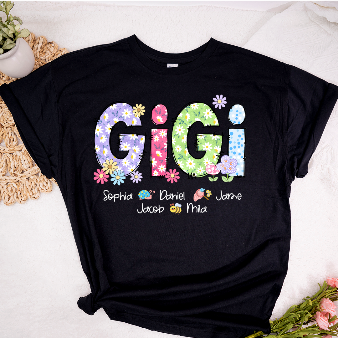 Gigi Flower Custom Gigi And Grandkids T-Shirt