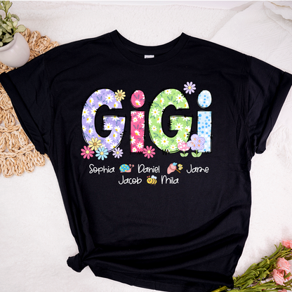 Gigi Flower Custom Gigi And Grandkids T-Shirt