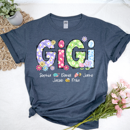 Gigi Flower Custom Gigi And Grandkids T-Shirt