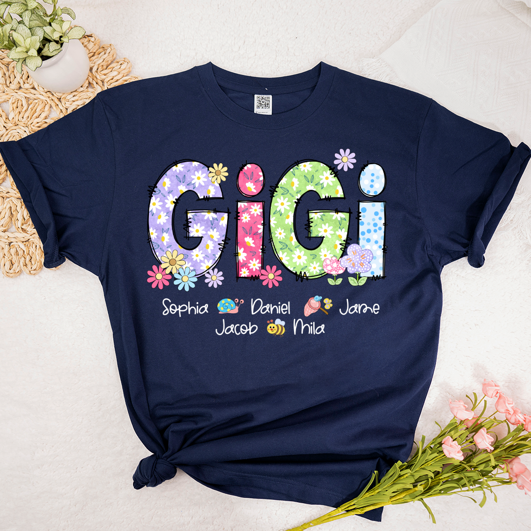 Gigi Flower Custom Gigi And Grandkids T-Shirt