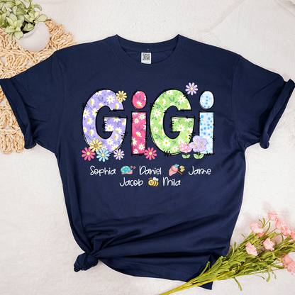 Gigi Flower Custom Gigi And Grandkids T-Shirt