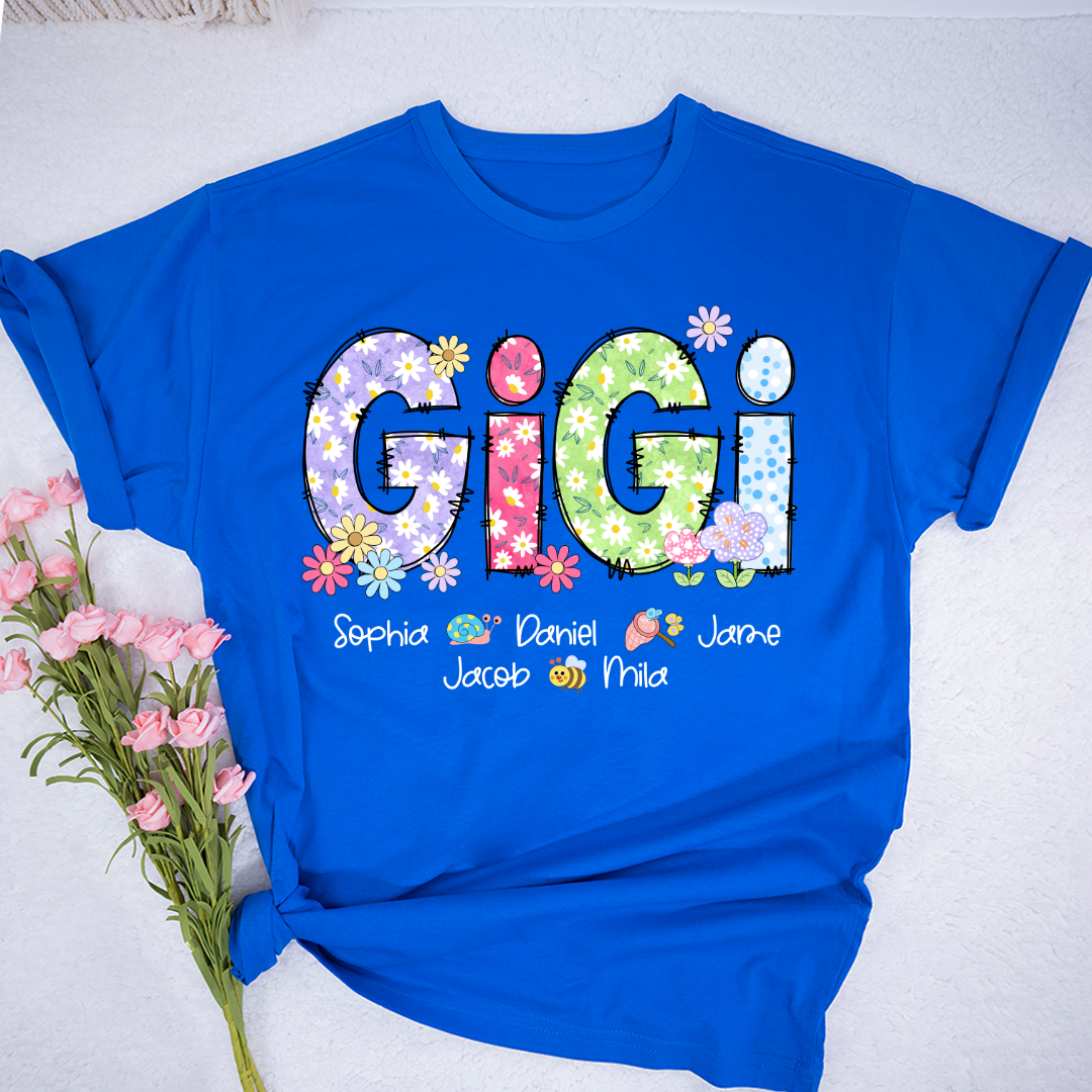 Gigi Flower Custom Gigi And Grandkids T-Shirt