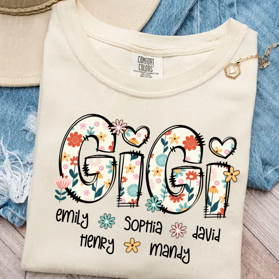 Gigi Mimi Grandma Boho Floral Custom Grandma And Grandkids