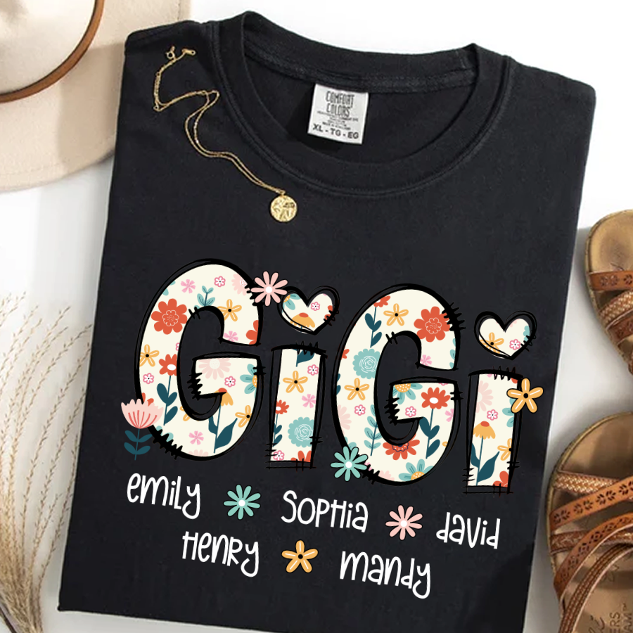 Gigi Mimi Grandma Boho Floral Custom Grandma And Grandkids
