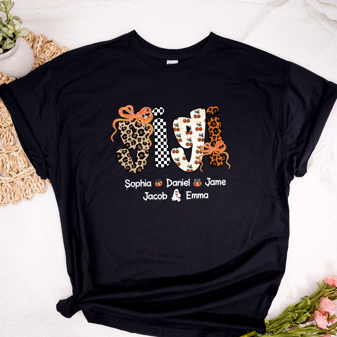 Gigi Pumpkin Spooky Custom Gigi And Grandkids Shirt