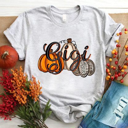 Gigi Pumpkins Leopard Autumn T-Shirt