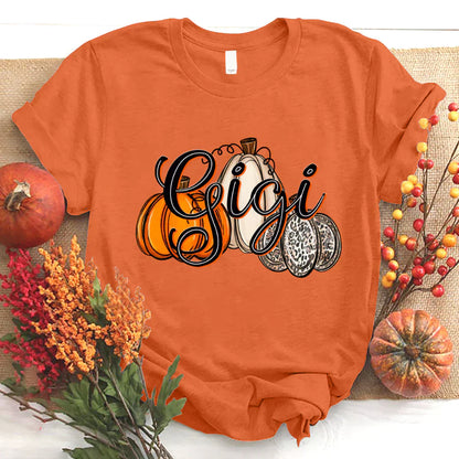 Gigi Pumpkins Leopard Autumn T-Shirt