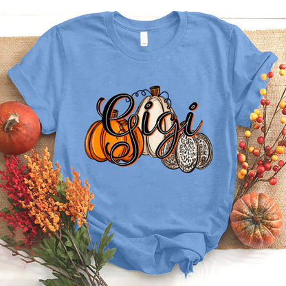 Gigi Pumpkins Leopard Autumn T-Shirt