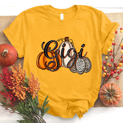 Gigi Pumpkins Leopard Autumn T-Shirt