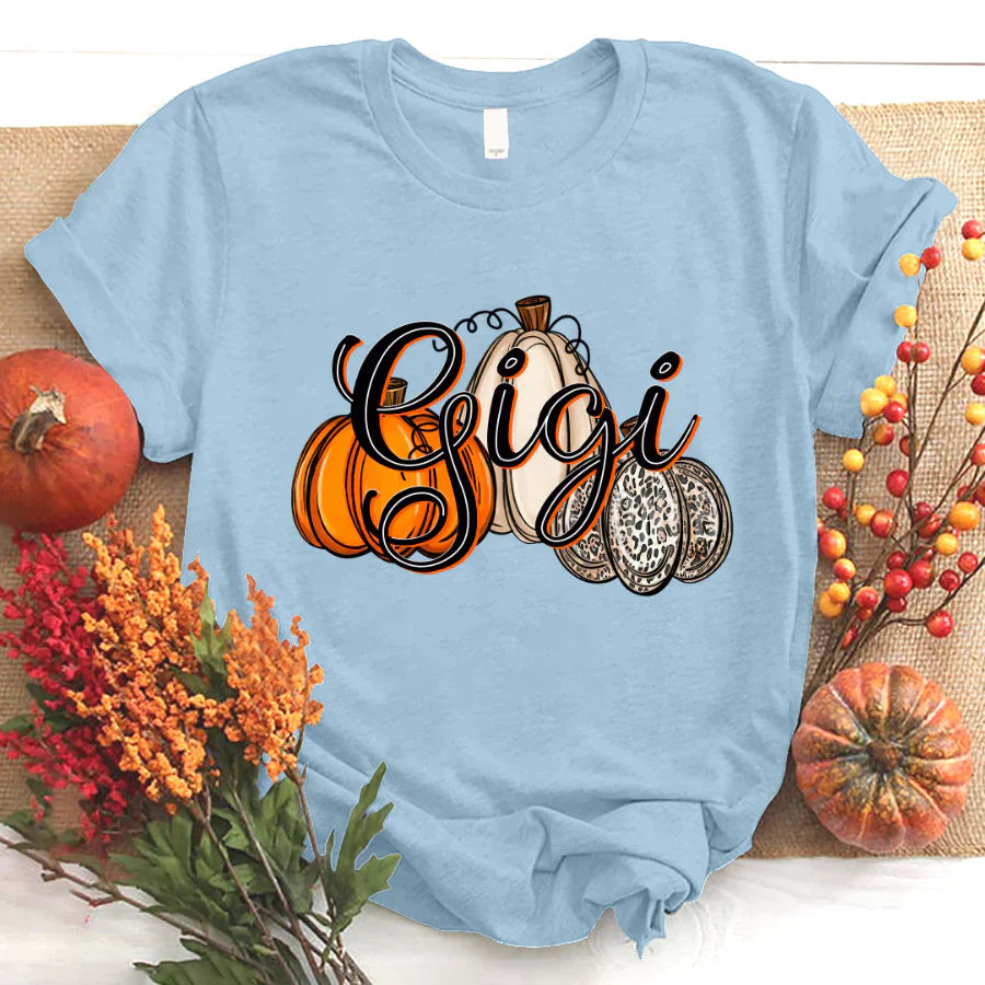 Gigi Pumpkins Leopard Autumn T-Shirt