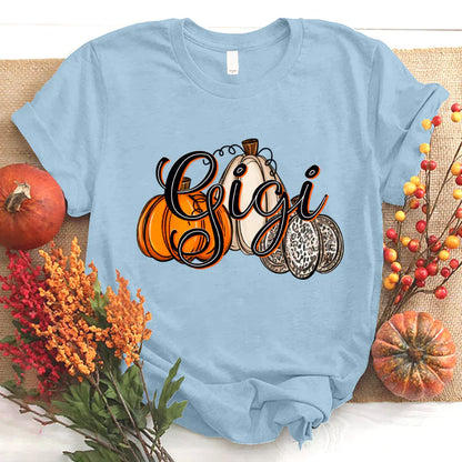 Gigi Pumpkins Leopard Autumn T-Shirt