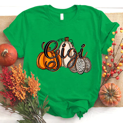 Gigi Pumpkins Leopard Autumn T-Shirt