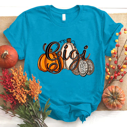Gigi Pumpkins Leopard Autumn T-Shirt