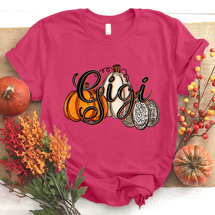 Gigi Pumpkins Leopard Autumn T-Shirt