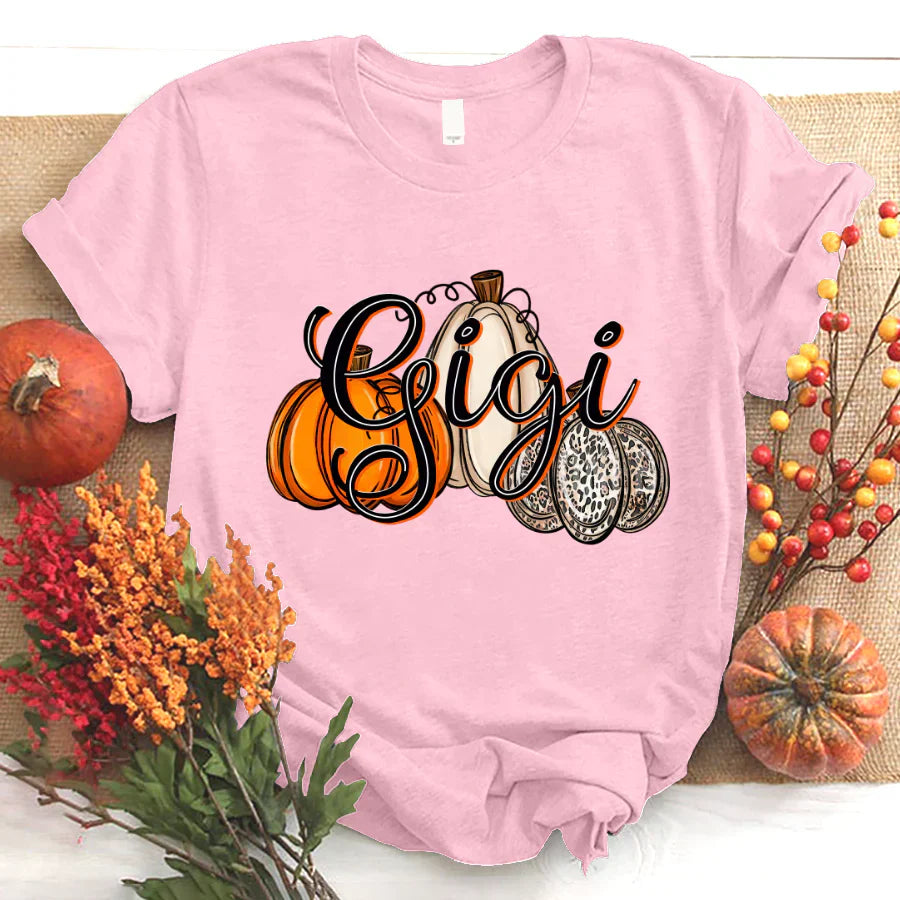 Gigi Pumpkins Leopard Autumn T-Shirt