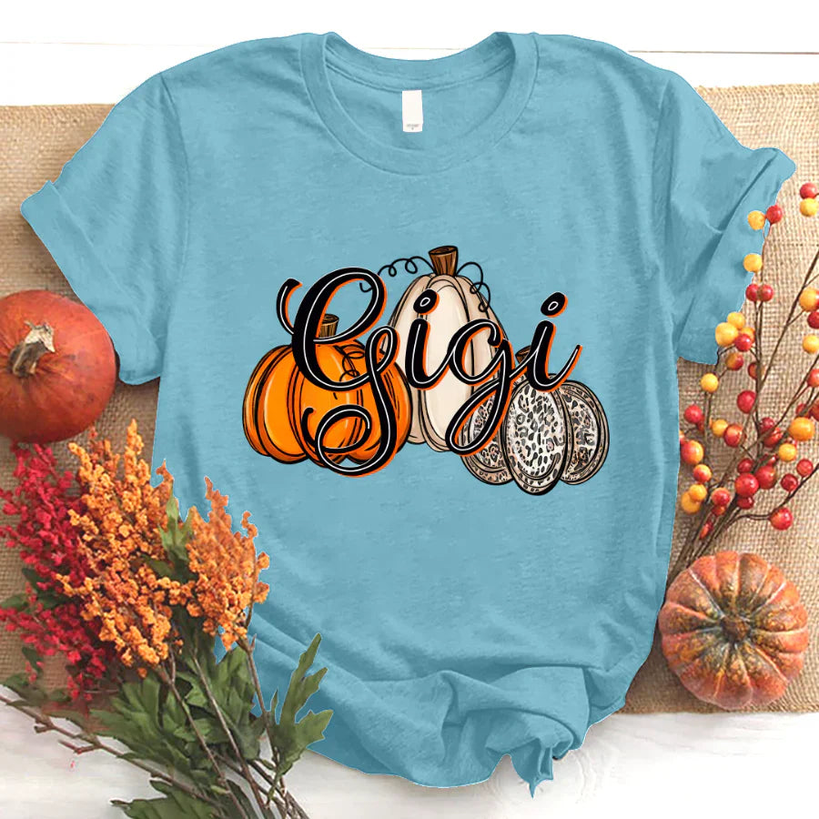 Gigi Pumpkins Leopard Autumn T-Shirt