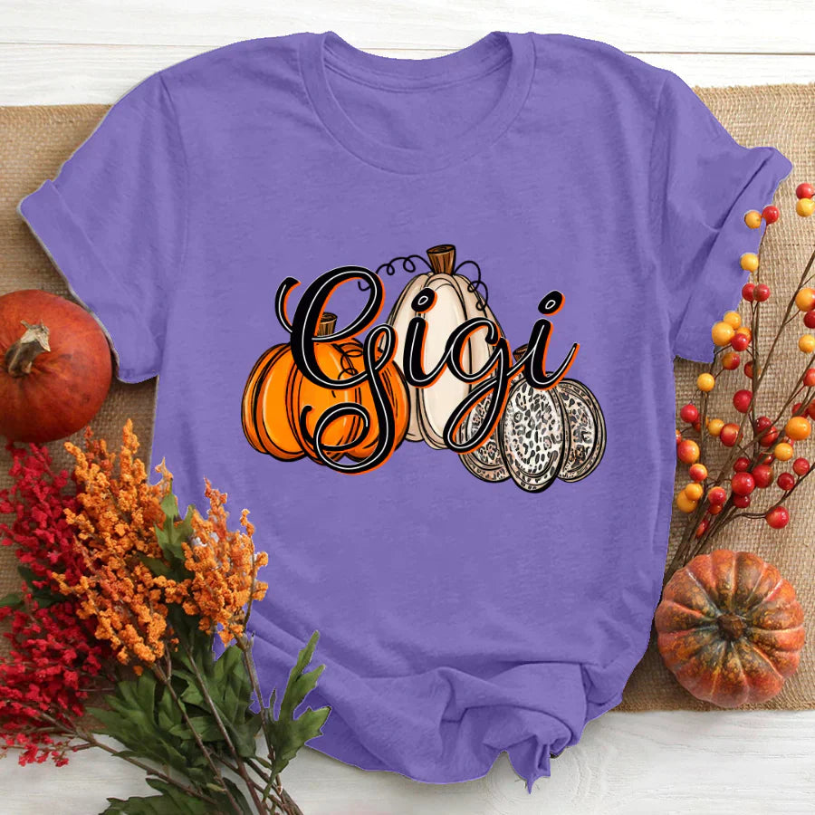 Gigi Pumpkins Leopard Autumn T-Shirt