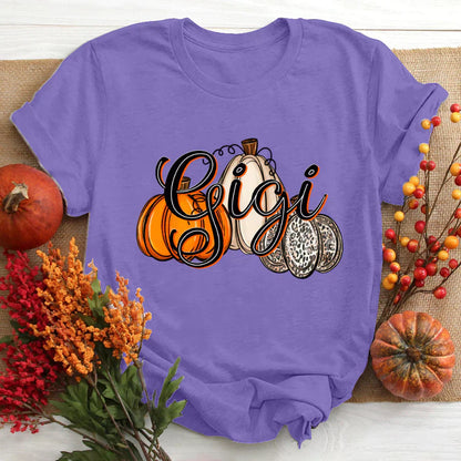 Gigi Pumpkins Leopard Autumn T-Shirt