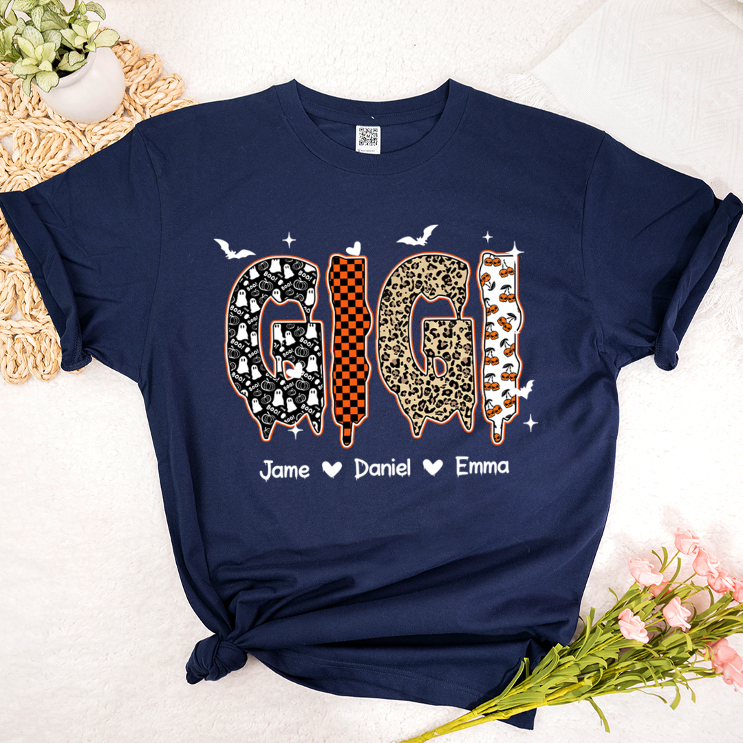 Personalized Halloween Pumpkin Gigi and Grandkids Shirt
