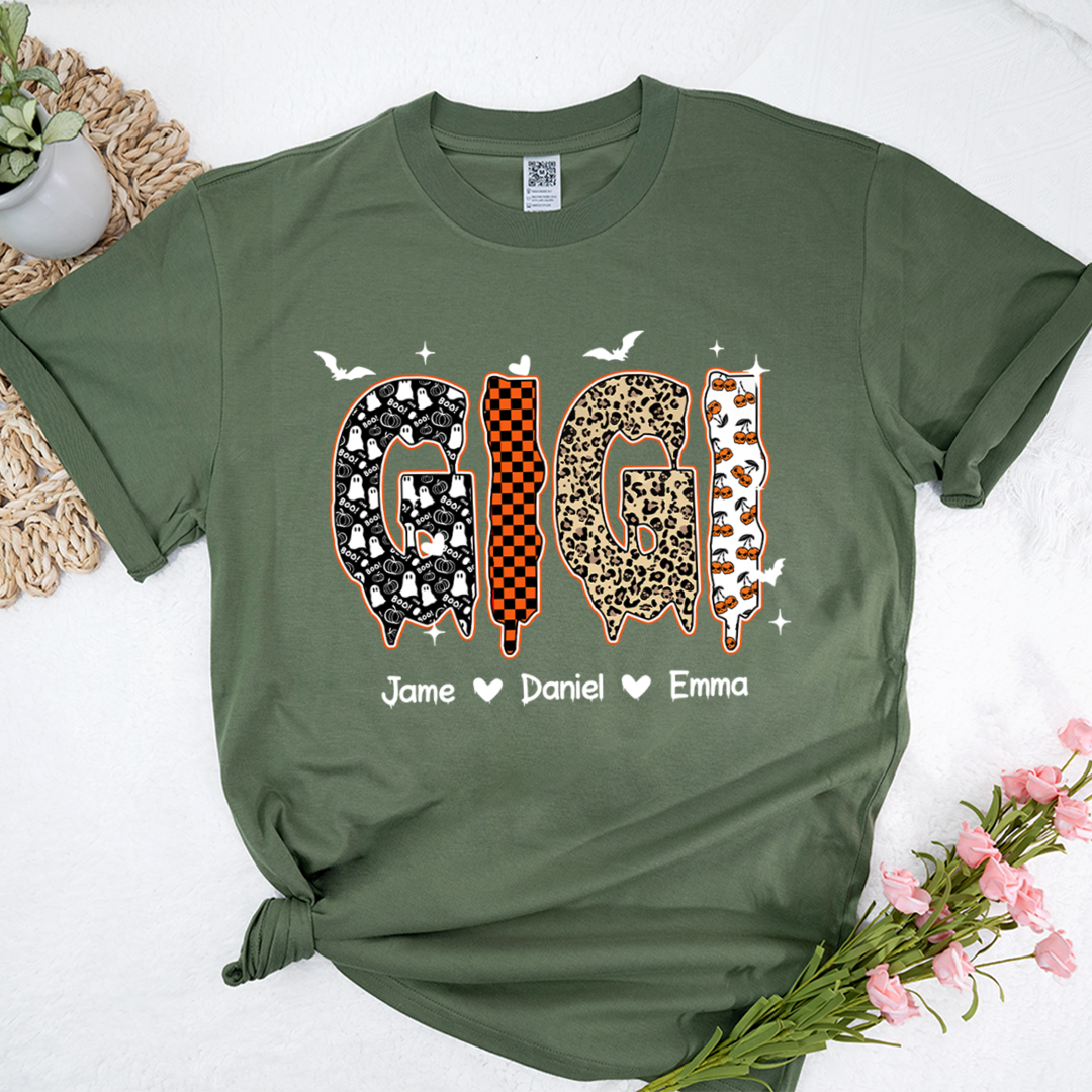 Personalized Halloween Pumpkin Gigi and Grandkids Shirt